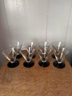 Art Deco likeur glaasjes op zwarte voet set van 8, Ophalen of Verzenden