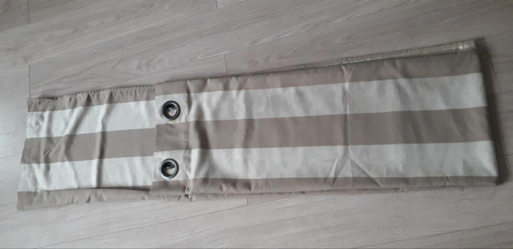 Gestreepte gordijnen met houten roede onderdelen, Ophalen, Gebruikt, 100 tot 150 cm, 200 cm of meer