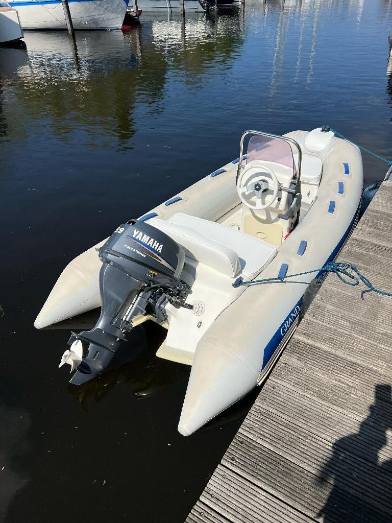 Rib Grand Marine 340 + Yamaha 9.9PK, Gebruikt, Benzine, Minder dan 70 pk, Overige materialen