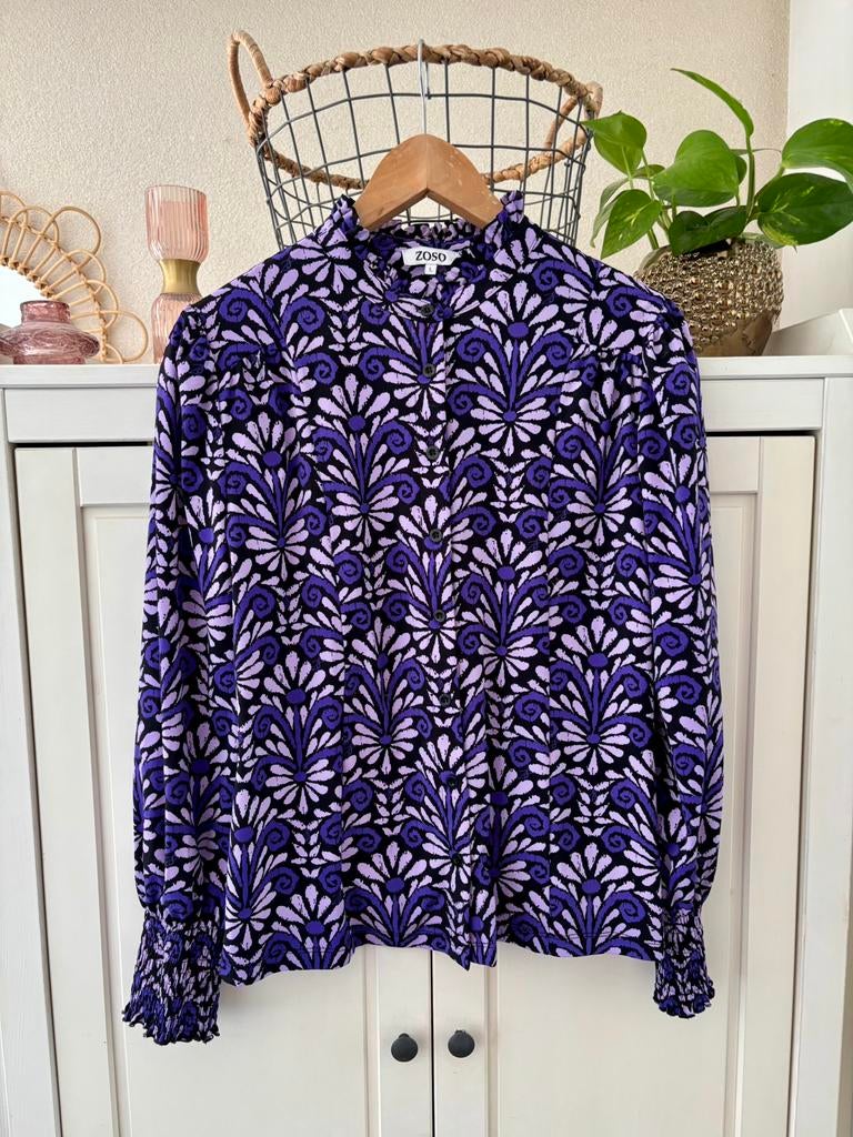 Zoso paarse travelstof blouse maat L, Ophalen of Verzenden, Zo goed als nieuw, Maat 42/44 (L), Paars