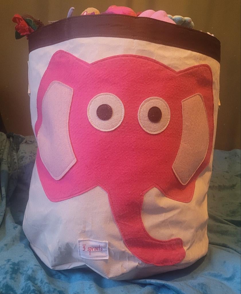 3 Sprouts Super vrolijke en ruime opbergmand roze olifant, Ophalen