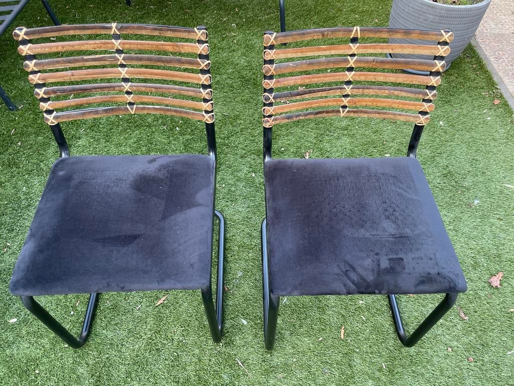 2 bamboe eetkamerstoelen van Goossens, Ophalen, Gebruikt, Twee, Zwart