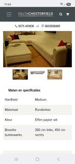 Chesterfield hoekbank wit leer. Nieuw met certificaat, Huis en Inrichting, Gebruikt, 300 cm of meer, Leer, Ophalen of Verzenden