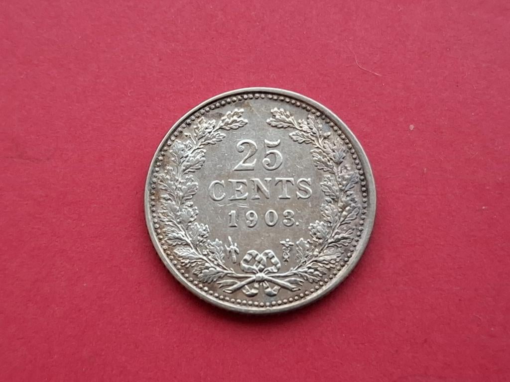 25 cent 1903, Postzegels en Munten, Munten | Nederland, Zilver, 25 cent, Ophalen of Verzenden, Koningin Wilhelmina