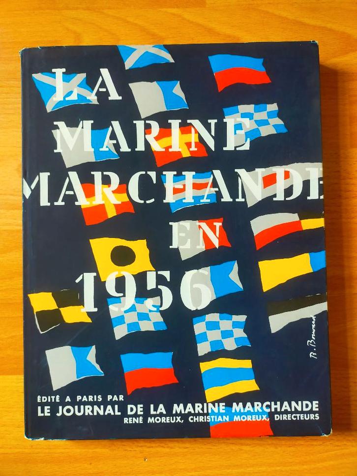 Omslagontwerp René Bouvard: "La Marine Marchande en 1956", Boeken, Kunst en Cultuur | Beeldend, Gelezen, Grafische vormgeving