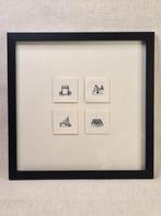 Vierluik etsjes Rotterdam, 30x30 cm incl. 3D lijst, Minder dan 50 cm, Oorspronkelijke maker, Nieuw, Ophalen of Verzenden