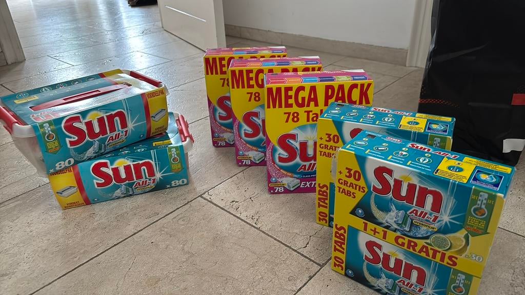 Sun All-in-1 Vaatwastabletten - Diverse Verpakkingen, Huis en Inrichting, Schoonmaakartikelen, Ophalen of Verzenden, Schoonmaakmiddel