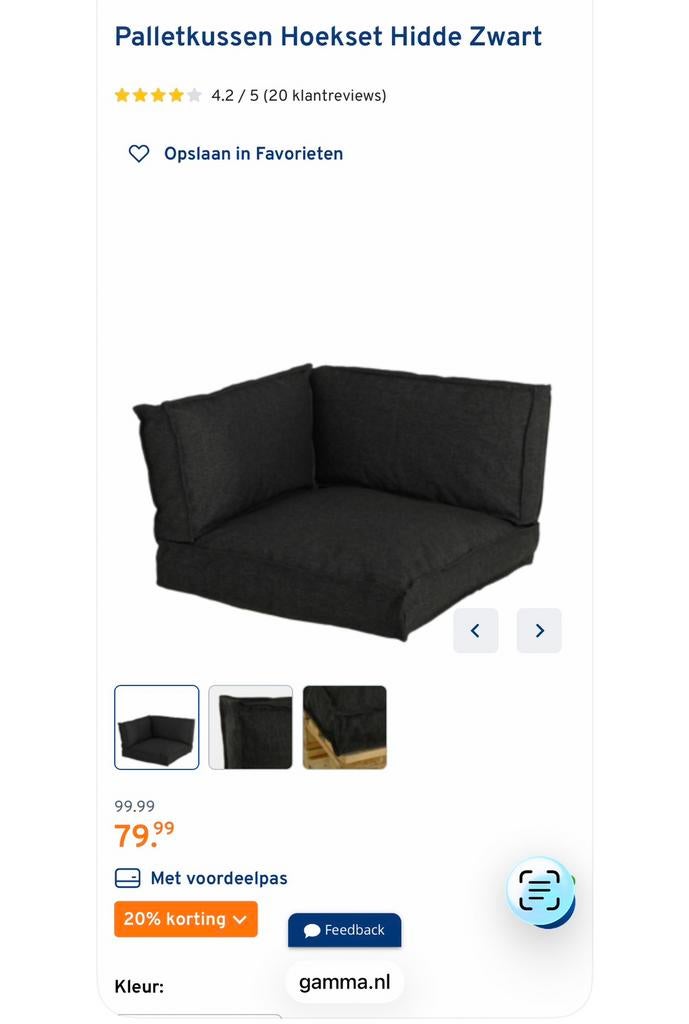 Palletkussen hoekset Hidde zwart, Ophalen, Nieuw, Overige materialen, 2 zitplaatsen