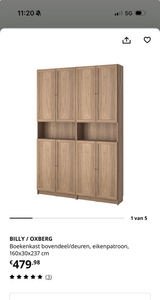 Billy oxberg, Huis en Inrichting, Kasten | Wandmeubels, 200 cm of meer, Ophalen of Verzenden, Zo goed als nieuw, Minder dan 150 cm