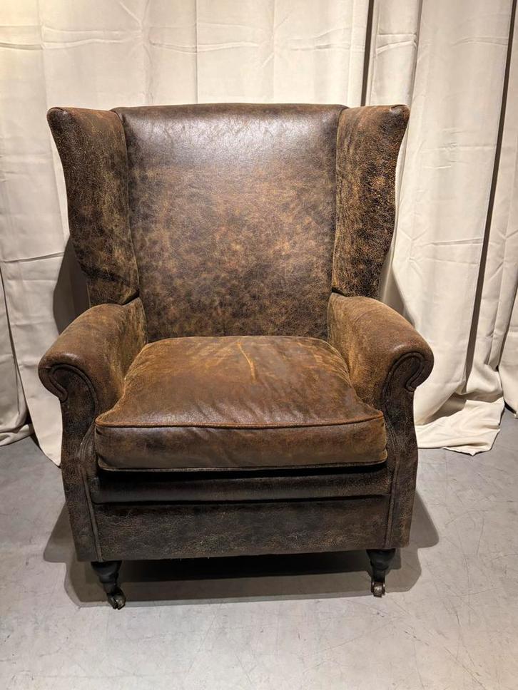 Xl Oorfauteuil Geschuurd Leer merk Rofra, Huis en Inrichting, Fauteuils, Gebruikt, Leer, 75 tot 100 cm, 75 tot 100 cm, Ophalen of Verzenden