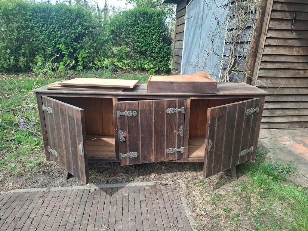 Antiek houten dressoir met 3 deuren, Ophalen, Gebruikt, Antiek, Landelijk, 100 tot 150 cm