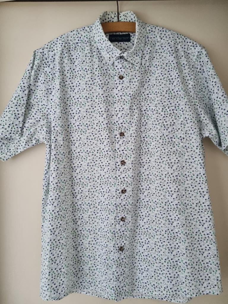 Henderson overhemd groen, blauw patroon, maat M, Kleding | Heren, Overhemden, Blauw, Henderson, Zo goed als nieuw, Halswijdte 39/40 (M)