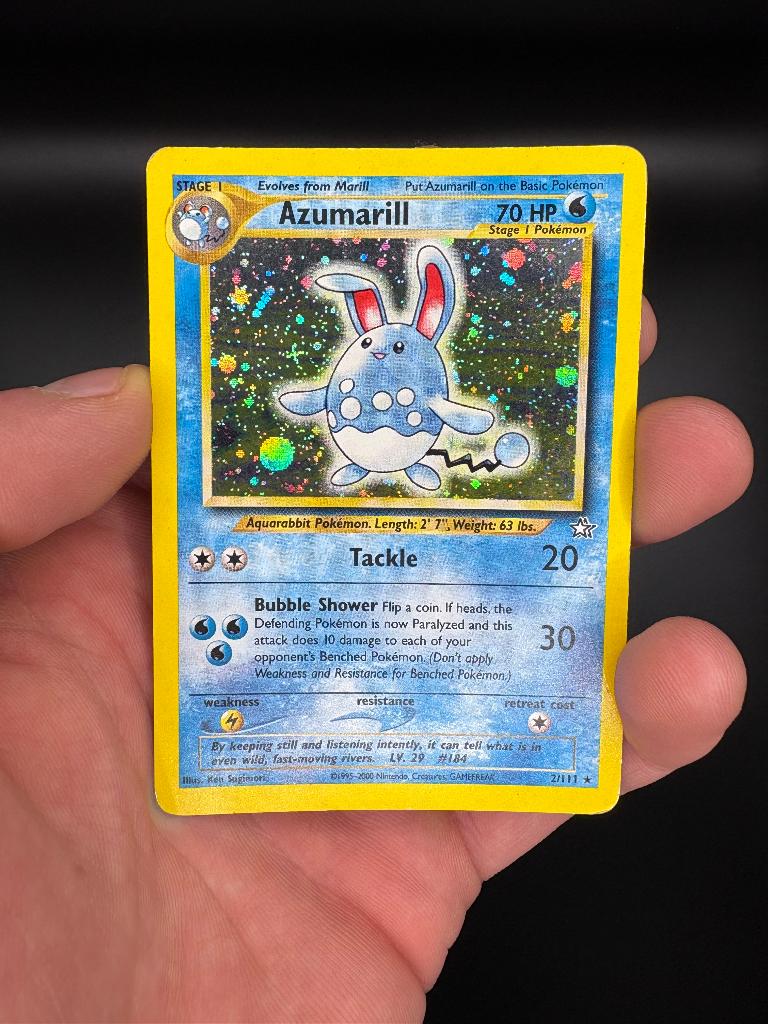 Azumarill 2/111 Holo Rare Neo Genesis Pokemon, Ophalen of Verzenden, Zo goed als nieuw, Losse kaart, Foil