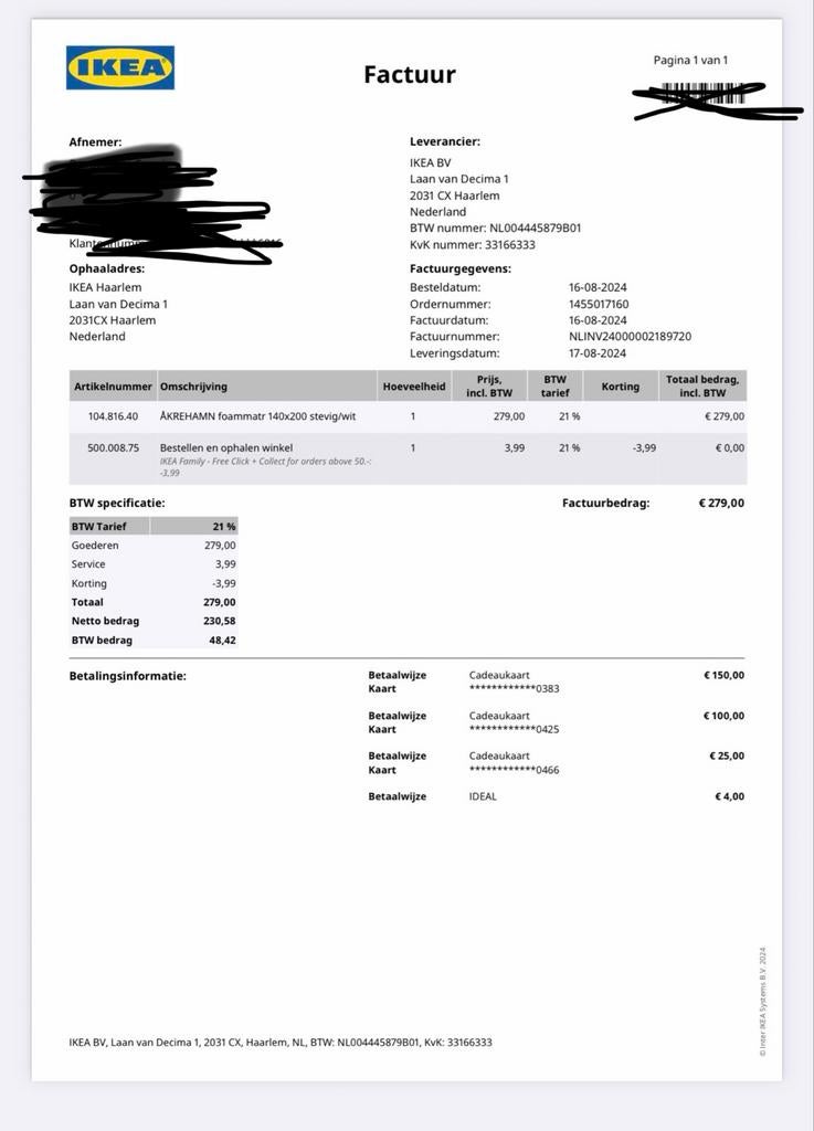 Ikea ÅKREHAMN foammatras, stevig/wit, 140x200 cm, Huis en Inrichting, Slaapkamer | Matrassen en Bedbodems, Ophalen, Tweepersoons