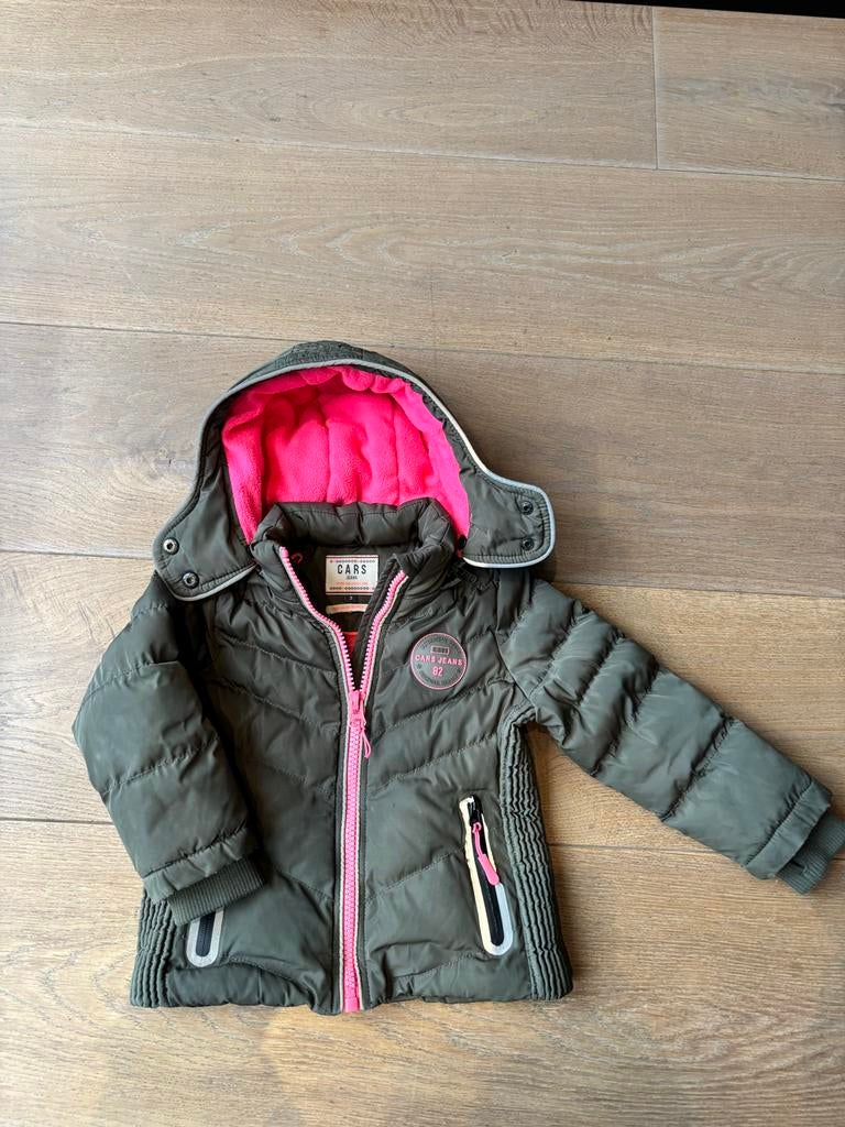 Cars Meisjes Winterjas Maat 3 (ca. 86) - Groen/Roze, Ophalen of Verzenden, Gebruikt, Meisje, Jasje