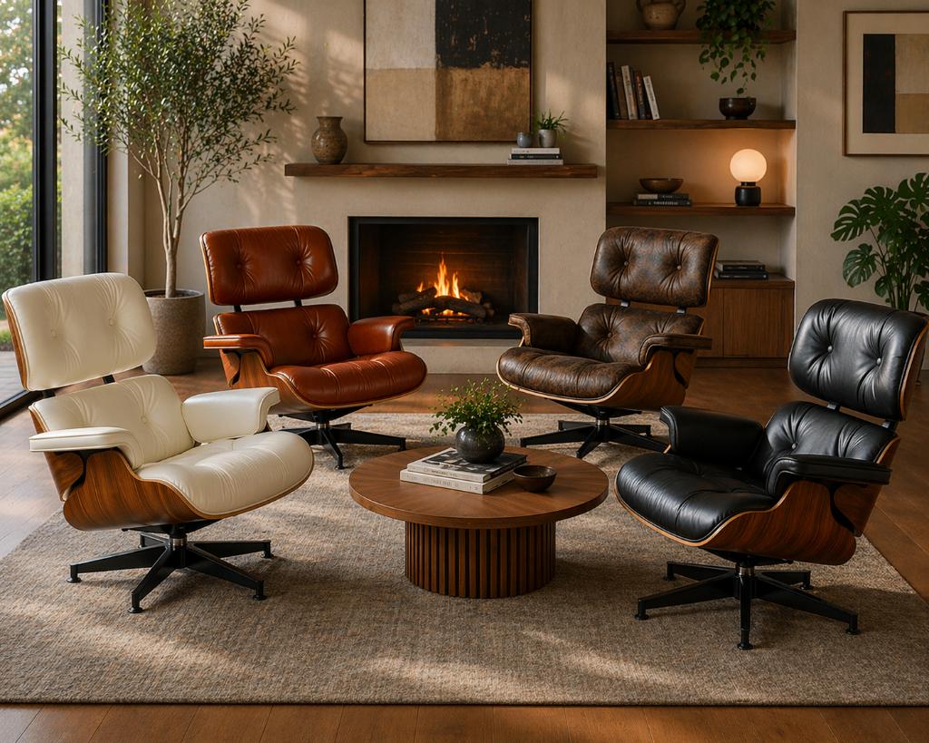 Lounge Chairs - Diverse kleuren - Leer - Fauteuils - NIEUW!, Lounge Chair, Fauteuils, Stoel, Nieuw, 75 tot 100 cm, Ophalen of Verzenden