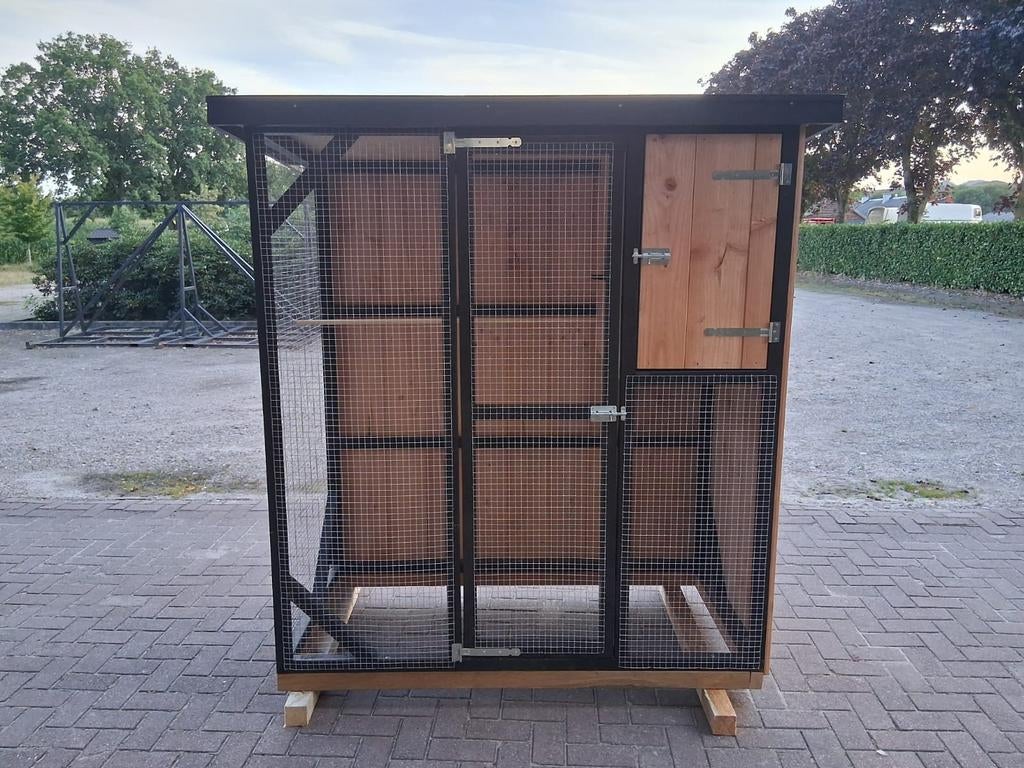 Voliere met nachthok, Dieren en Toebehoren, Vogels | Hokken en Kooien, Nieuw, Volière, Hout, Ophalen