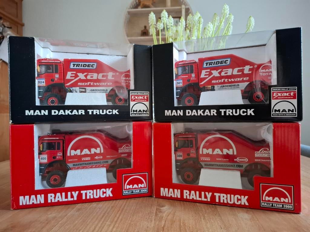 Dakar MAN rallytruck's Hans Stacey, Hobby en Vrije tijd, Modelauto's | 1:50, Ophalen of Verzenden, Nieuw, Bus of Vrachtwagen, Overige merken