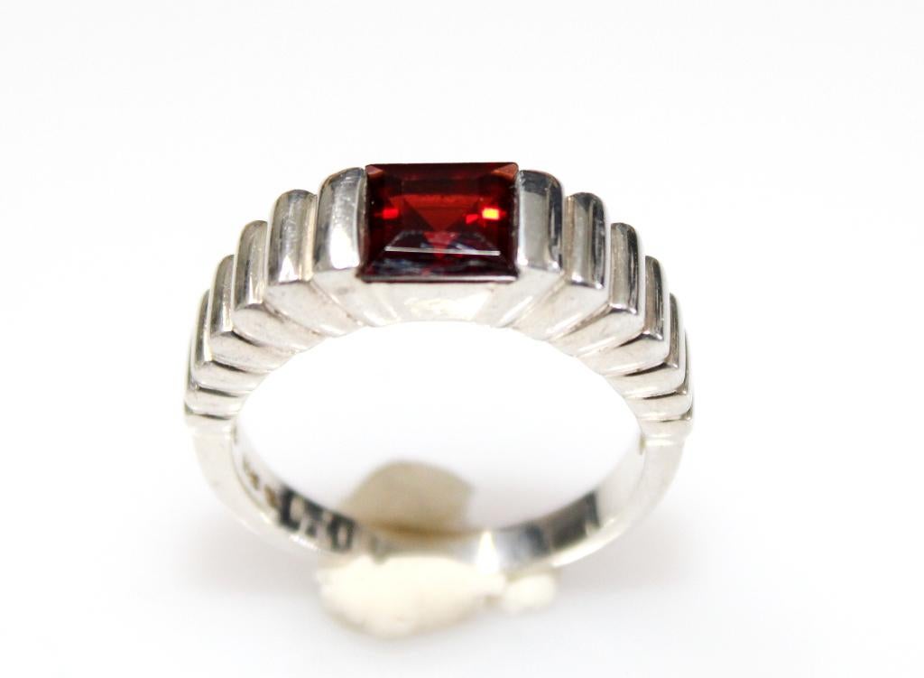 Schitterende Sterling Zilver & Granaat Ring, Ophalen of Verzenden, Zilver, Ring, Met edelsteen