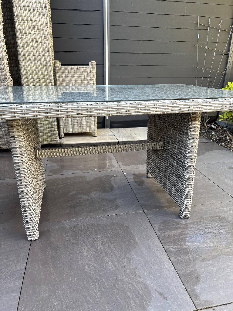 Tuin eettafel, Tuin en Terras, Tuintafels, Ophalen, Zo goed als nieuw, Rechthoekig, Wicker