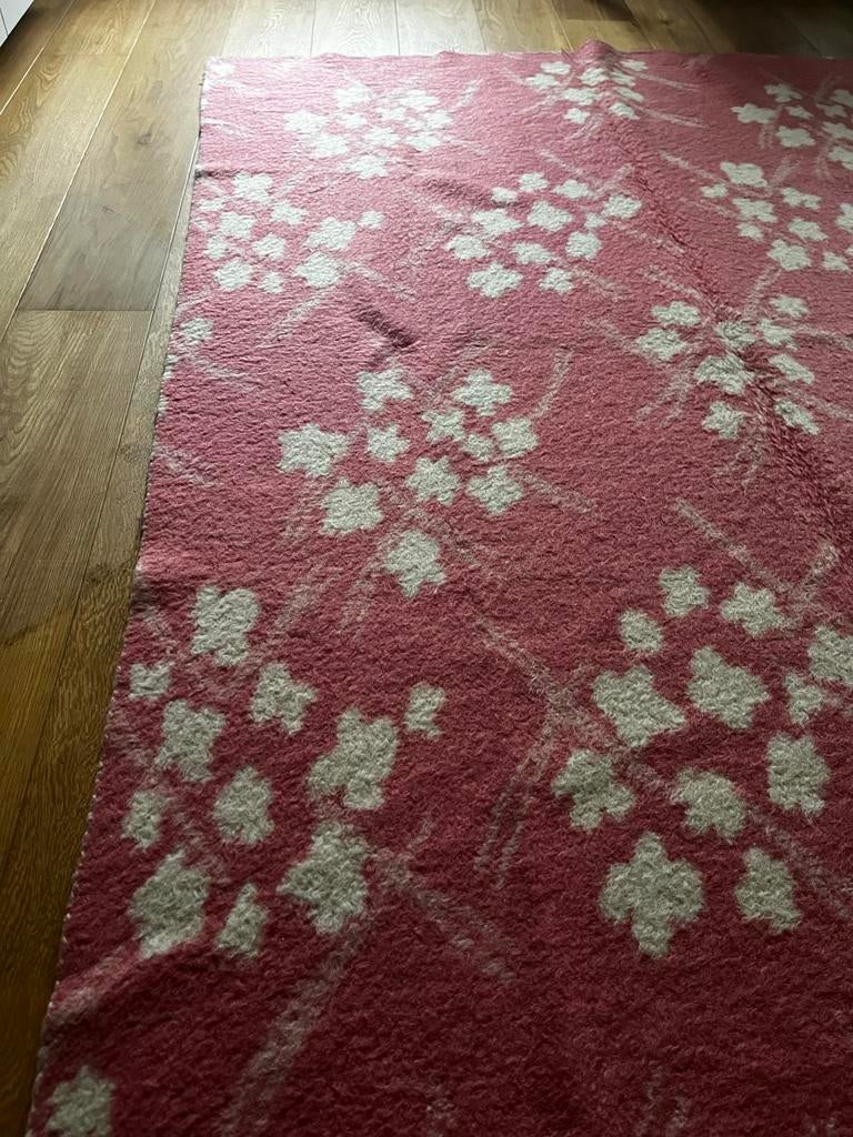 Zaalberg deken roze en beige 100% scheerwol 203x160cm, Gebruikt, Beige, 150 tot 200 cm, 200 cm of meer