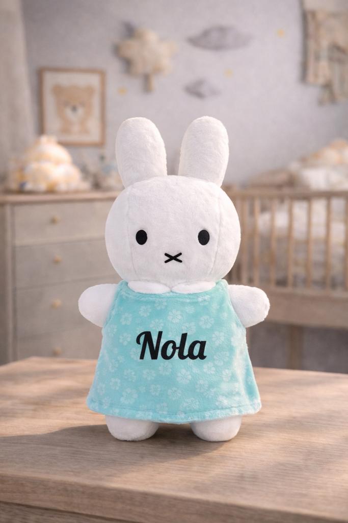 Nijntje knuffel met naam 2 in 1, Kraamcadeau, Info@skitiletta.nl, Sterduinstraat, Nieuw