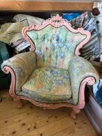 Vintage Fauteuil met Bloemenmotief, Huis en Inrichting, Fauteuils, Ophalen, Gebruikt, Hout, 75 tot 100 cm
