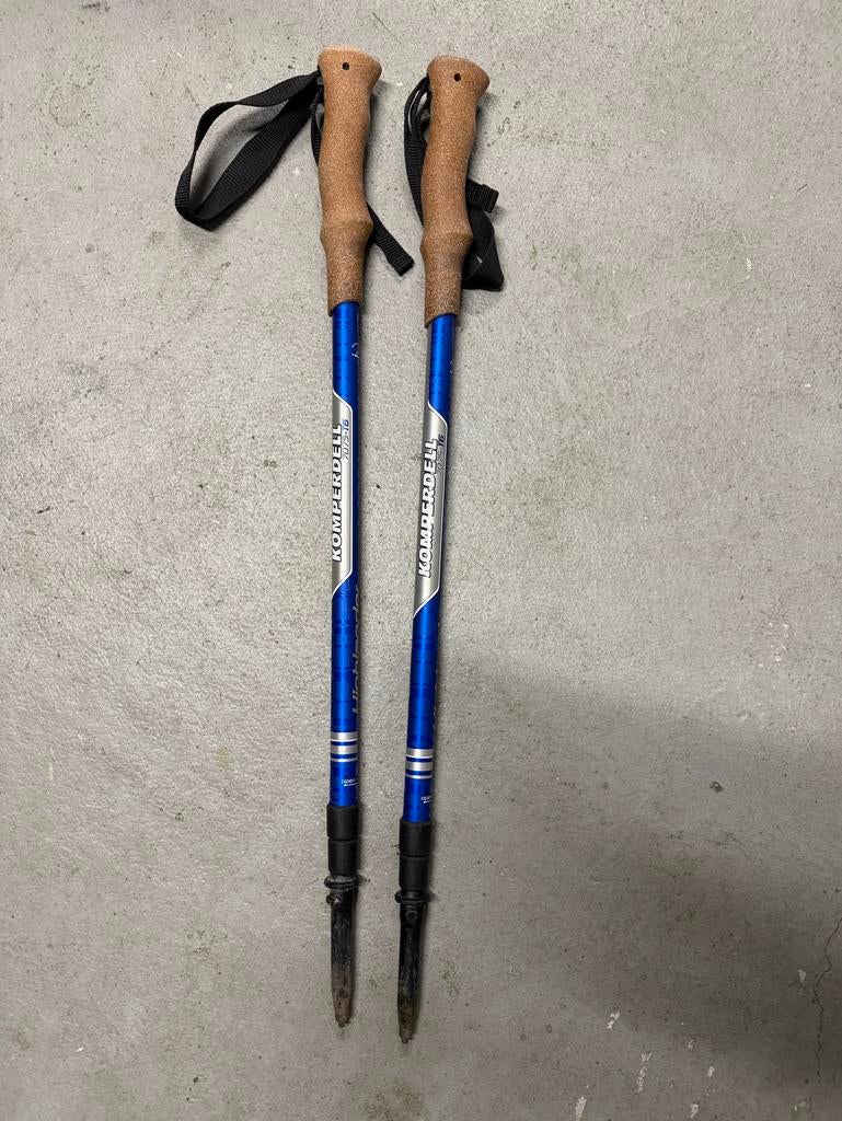 Komperdell Trekkingstokken - Blauw/Zilver, Sport en Fitness, Ophalen of Verzenden, Gebruikt, Wandelstok