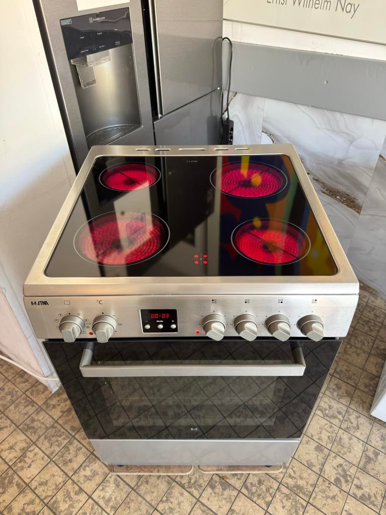 Etna RVS Elektrisch Fornuis - 2 fasen, 60x90 cm, Witgoed en Apparatuur, Fornuizen, 60 cm of meer, Zo goed als nieuw, Vrijstaand