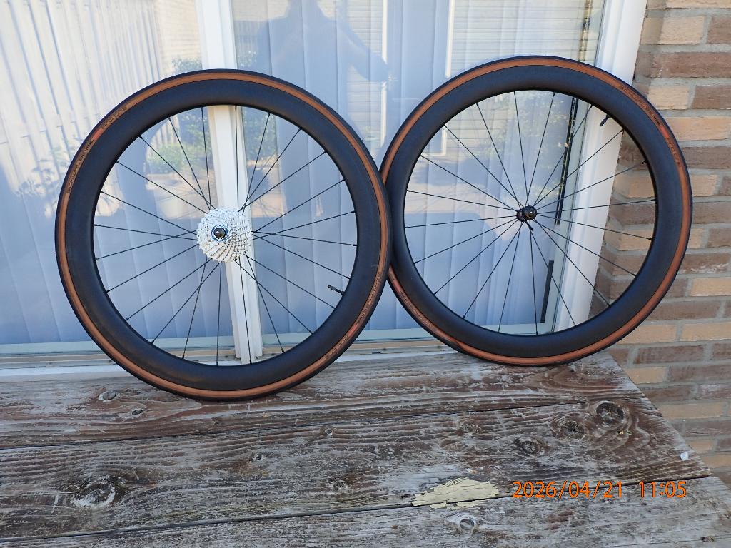 Carbon wielen voor velgrem 50mm hoogte, Gebruikt, Onbekend, Racefiets, Carbon