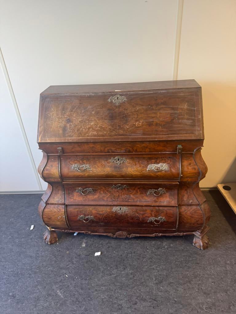 Antiek  Secretaire Bureau - Notenhout, Ophalen of Verzenden, Gebruikt