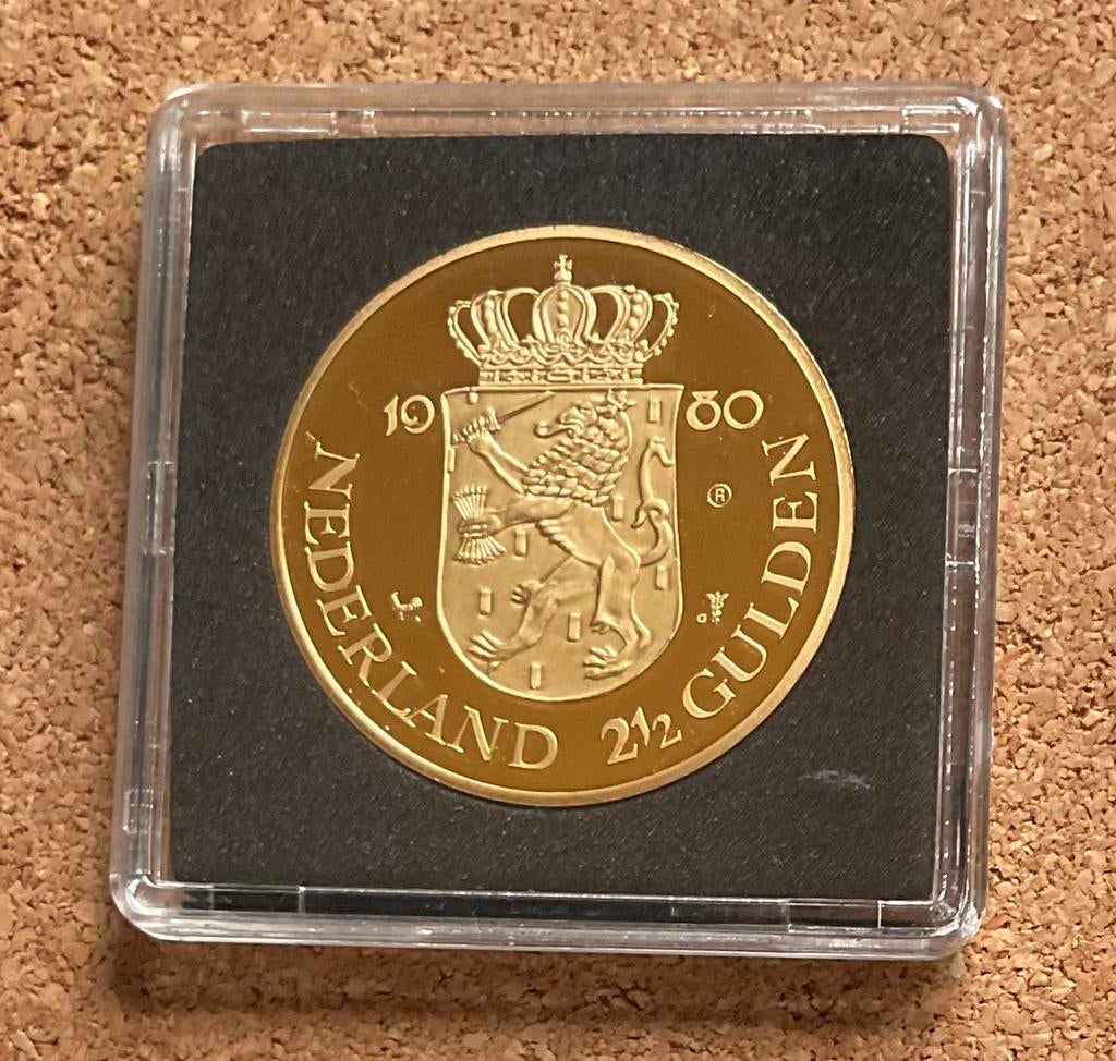 Munt Replica - Nederland 2½ gulden 1980 Koningin Beatrix, Postzegels en Munten, Penningen en Medailles, Ophalen of Verzenden, Overige materialen