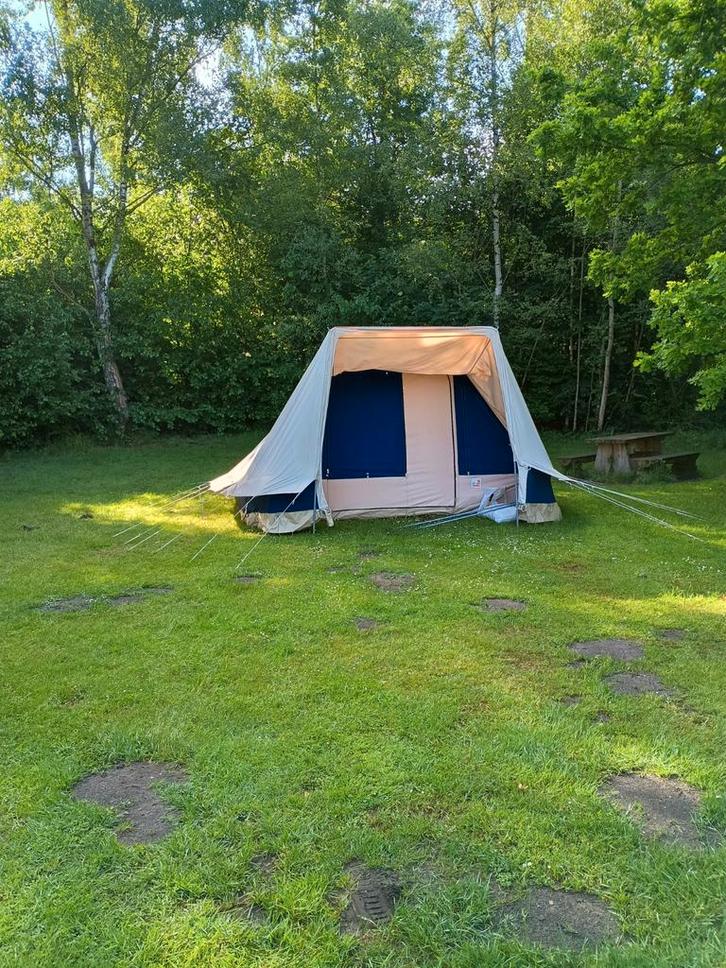 Katoenen 4-persoons tent- Waterdicht en in goede staat, Caravans en Kamperen, Tenten, Gebruikt, Ophalen