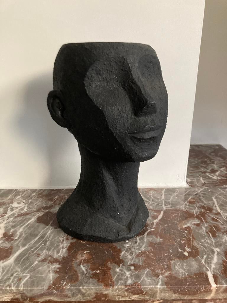 Sculptuur beeld bloempot hoofd plant haar organisch, Verzamelen, Beelden en Beeldjes, Ophalen of Verzenden, Zo goed als nieuw