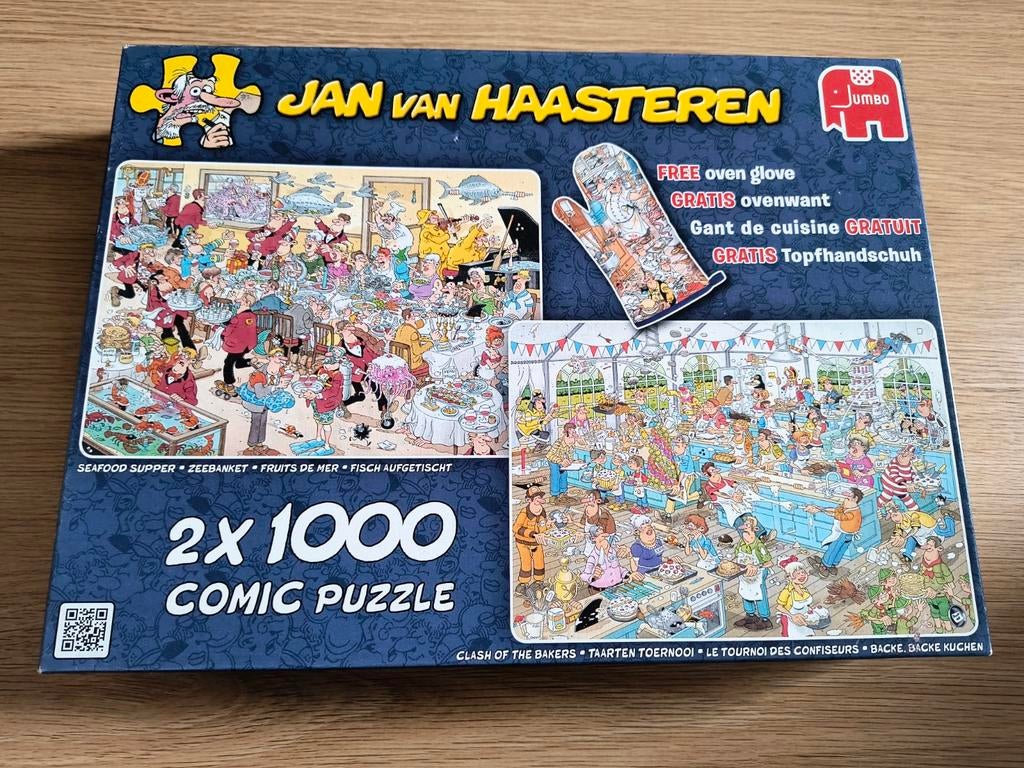 Jan van Haasteren puzzels zeebanket en taartentoernooi, Ophalen of Verzenden, Minder dan 500 stukjes, Gebruikt