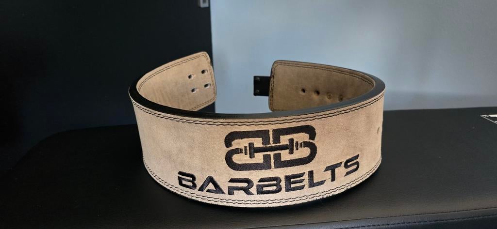 Barbelts Gewichthefriem Maat S Beige - Uitstekende Conditie, Sport en Fitness, Ophalen of Verzenden, Zo goed als nieuw, Buik, Halterriem