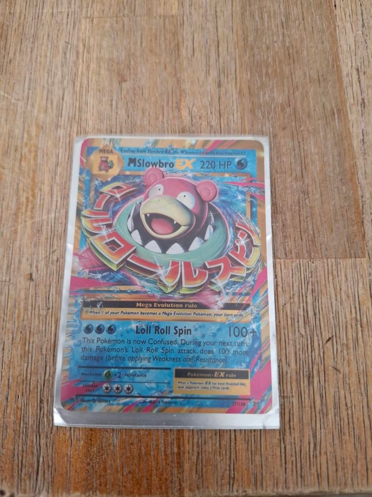 Pokémon Kaart: M Slowbro EX 220 HP - Mega Evolution, Ophalen of Verzenden, Zo goed als nieuw, Losse kaart, Foil
