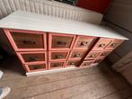 Ladekast met 15 lades, hout met roze accenten, Gebruikt, 100 tot 150 cm, 5 laden of meer, Ophalen of Verzenden