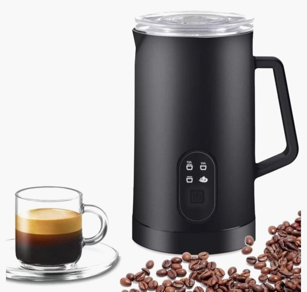 4-in-1 Melkopschuimer Zwart - Perfect voor Koffieliefhebbers, Ophalen of Verzenden, Zo goed als nieuw, Elektrische melkopschuimer