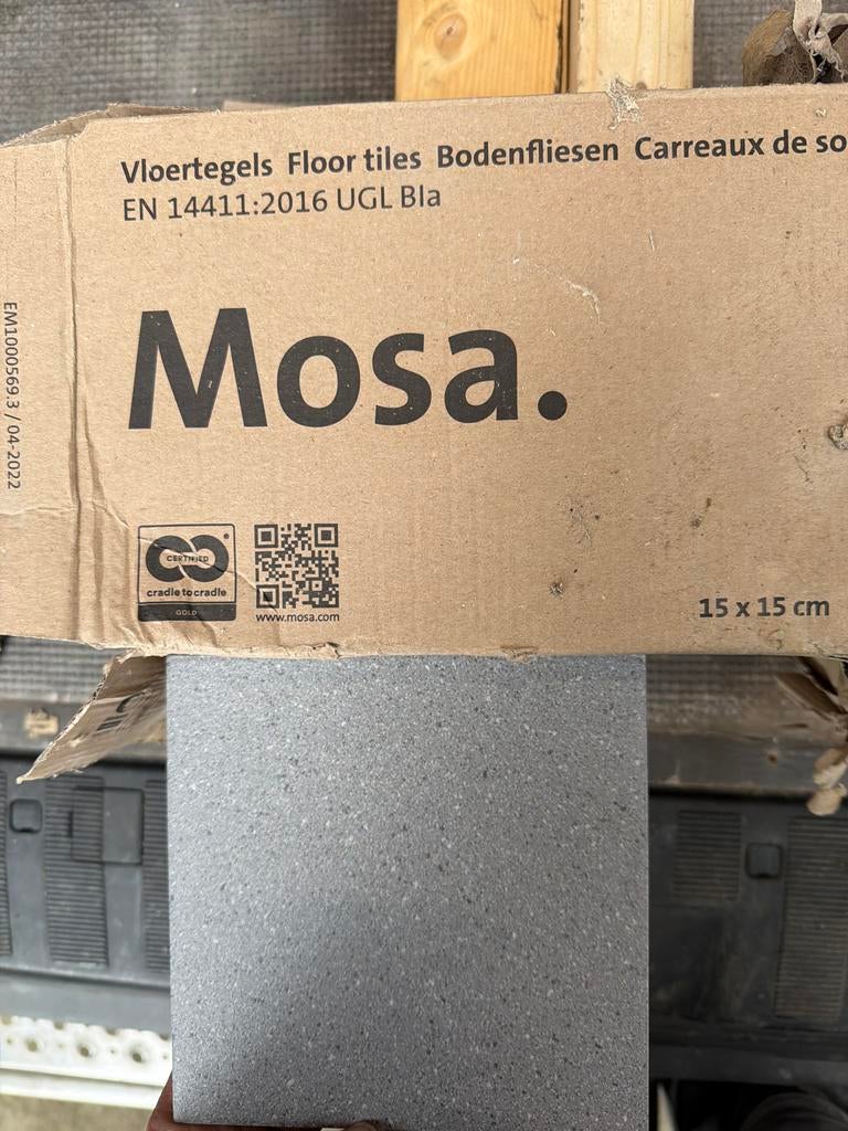 Mosa Vloertegels 15x15 cm - Grijs Keramiek, Doe-het-zelf en Verbouw, Tegels, Ophalen, Keramiek, Nieuw, Minder dan 20 cm
