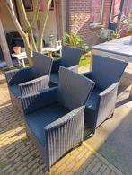 4 zwarte wicker tuinstoelen, Ophalen of Verzenden, Gebruikt, Wicker, Stoel