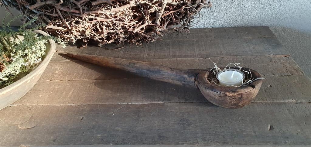 Oud houten lepel 42,5 cm lang, Huis en Inrichting, Woonaccessoires | Overige, Ophalen of Verzenden, Gebruikt, Hout, Landelijk