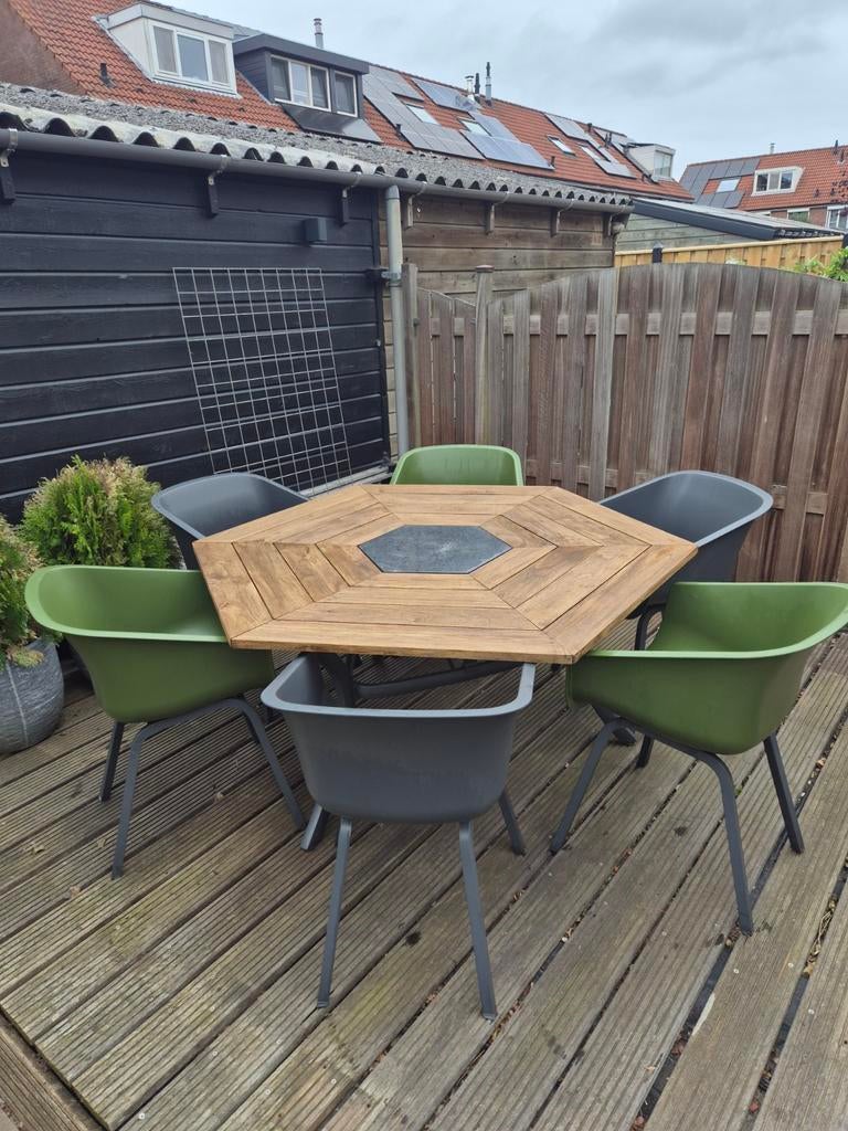 Hartman tuinset 6 persoons hexagon tafel, Ophalen, Gebruikt, 6 zitplaatsen, Tuinset
