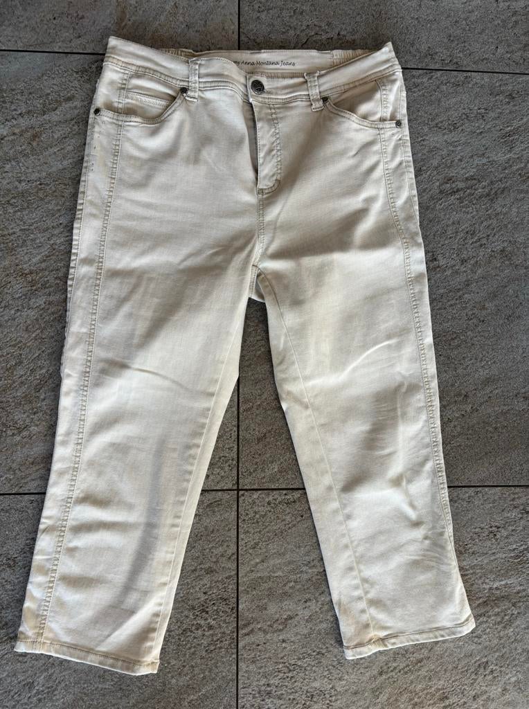 Mooie creme 7/8 jeans anna montana elastiek in taille, Ophalen of Verzenden, Zo goed als nieuw, Overige kleuren, W30 - W32 (confectie 38/40)