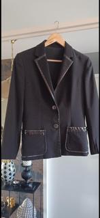 Zo goed als nieuwe Versace zwarte blazer met leer bewerkt, Maat 38/40 (M), Zwart, Ophalen of Verzenden, Zo goed als nieuw