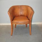 Schapenleren eetkamerstoel tub, Gebruikt, Bruin, Leer, Ophalen of Verzenden