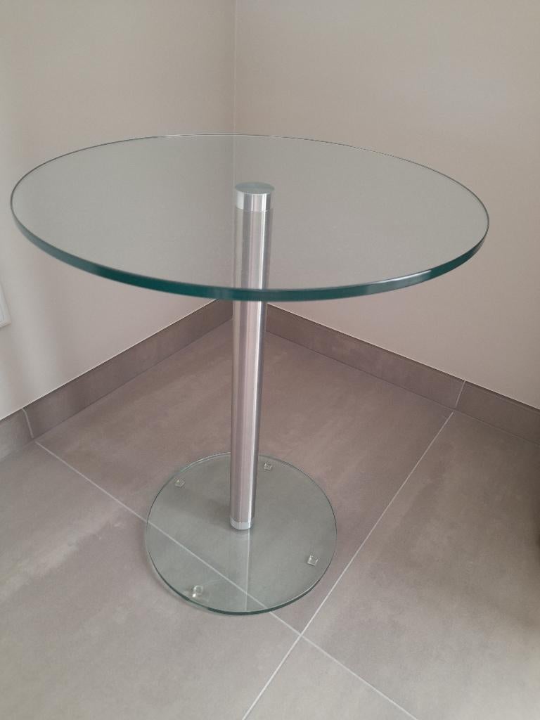 Glazen bijzettafel merk HELDER, Huis en Inrichting, Tafels | Bijzettafels, Minder dan 55 cm, Rond, Ophalen, 45 tot 60 cm