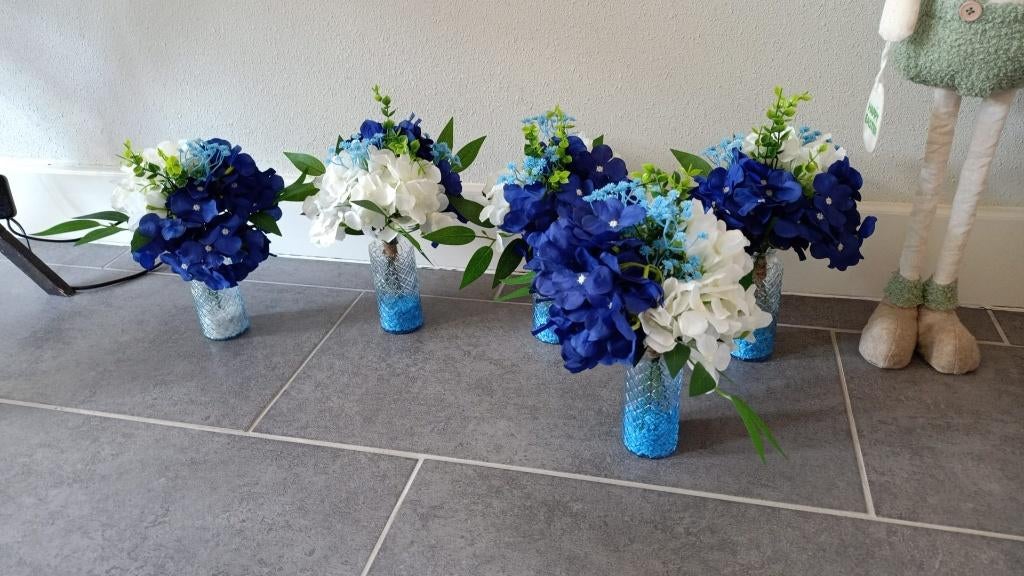 Versiering blauw/wit, Hobby en Vrije tijd, Feestartikelen, Ophalen of Verzenden, Zo goed als nieuw, Versiering, Geboorte of Huwelijk