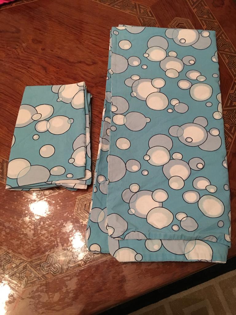 IKEA ledikantje dekbedovertrek en kussensloop en hoeslakens, Eenpersoons, Blauw, Dekbedovertrek, Ophalen of Verzenden