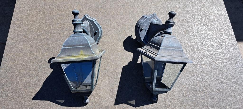 Set van 2 klassieke buitenlampen, Tuin en Terras, Buitenverlichting, Ophalen, Gebruikt, Wandlamp, Netvoeding